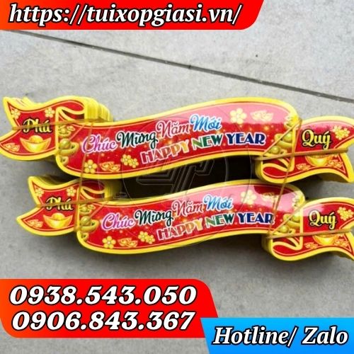 Decal dán giỏ quà tết chúc xuân