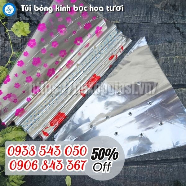 Túi bóng kính bọc hoa tươi cho nhà vườn, sạp hoa, chợ hoa