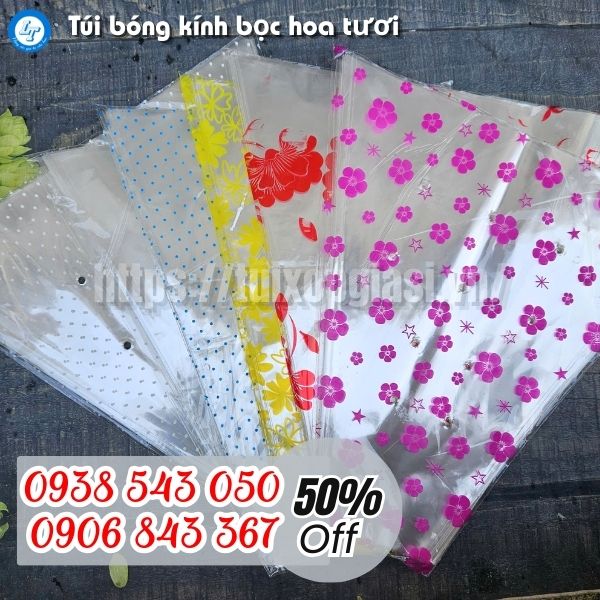 Bỏ sỉ túi bóng kính bọc hoa tươi cho nhà vườn, sạp hoa, chợ hoa