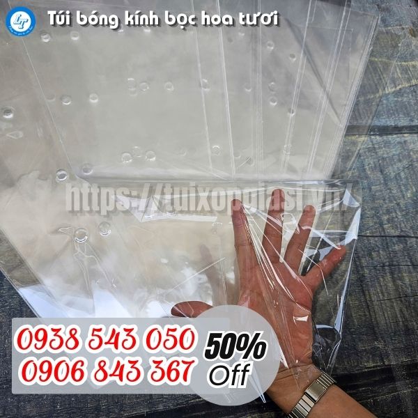 Túi bóng kính bọc hoa tươi cho nhà vườn, sạp hoa, chợ hoa