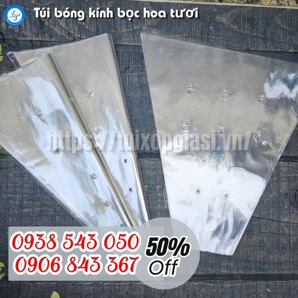 Túi bóng kính bọc hoa tươi cho nhà vườn, sạp hoa, chợ hoa