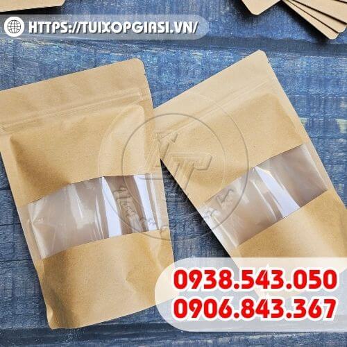 Túi zip giấy kraft cửa sổ tràn viền