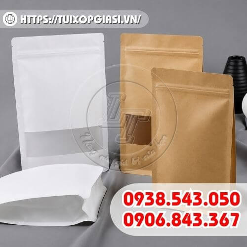Túi zip giấy kraft 8 cạnh