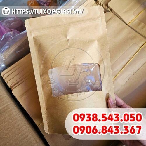 Túi zip giấy kraft cửa sổ nhỏ
