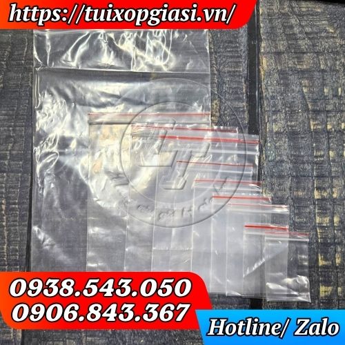 Túi zipper chỉ đỏ đa dạng kích cỡ