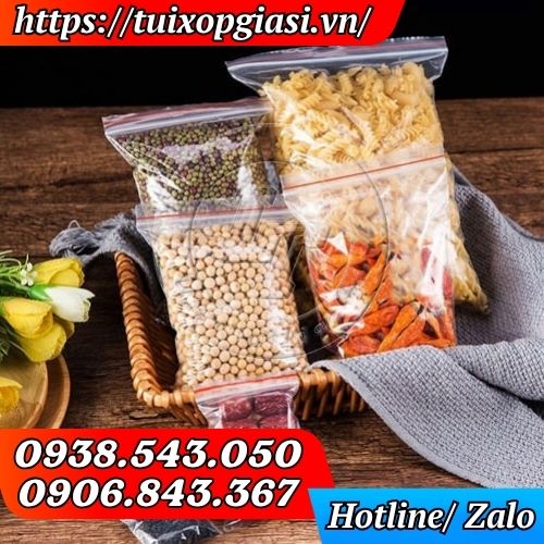Túi zipper chỉ đỏ đựng thực phẩm khô