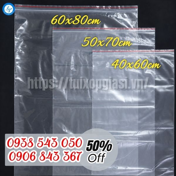 Túi zip chỉ đỏ đa dạng kích cỡ