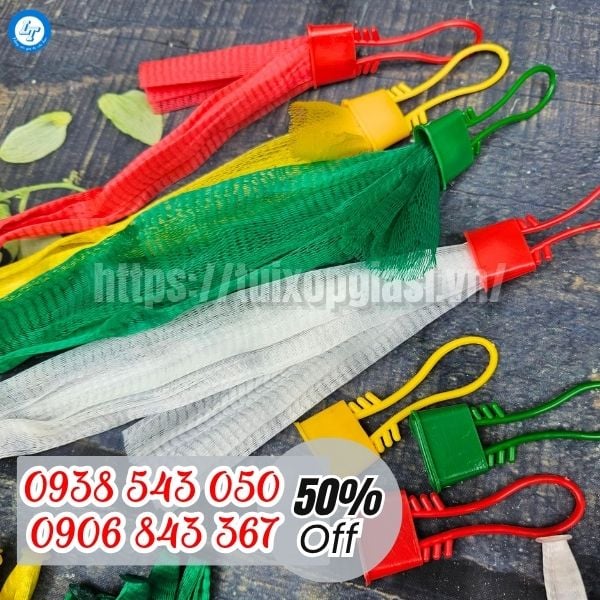 Túi lưới đựng hành tỏi kèm nút + râu