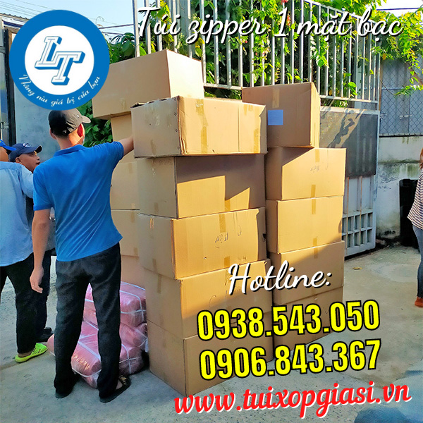 Đi đơn túi zipper 1 mặt bạc cho khách sỉ