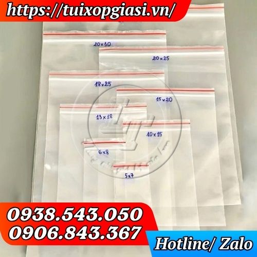 Túi zip viền đỏ đa dạng kích cỡ