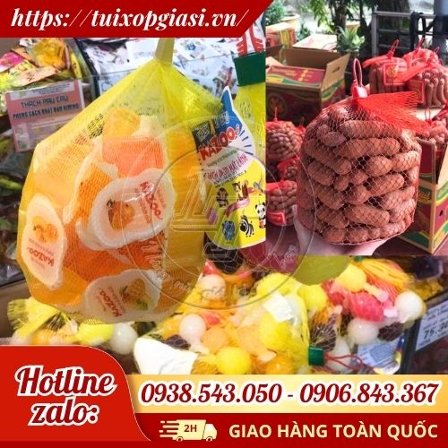 Túi lưới nhựa đựng trái cây, hành tỏi, bánh kẹo