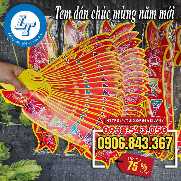 Giá tem dán chúc mừng năm mới 2024 mới nhất