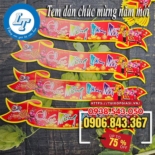 Giá tem dán chúc mừng năm mới 2024 mới nhất