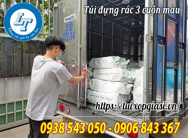 Giao sỉ lốc túi đựng rác 3 cuộn màu