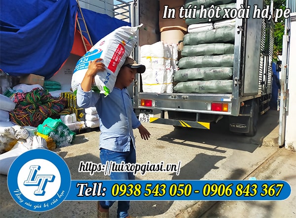 Giao túi hột xoài in hình cho khách