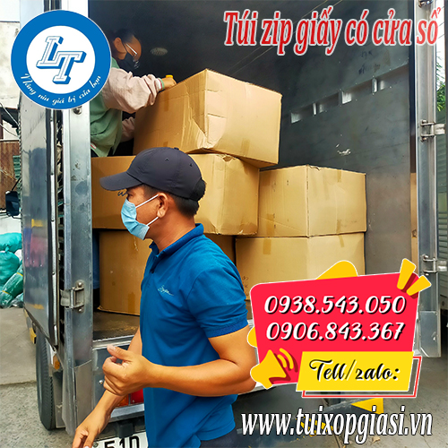 Giao túi zip giấy có cửa sổ cho khách sỉ