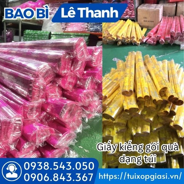 Giấy kiếng gói quà dạng túi đủ màu