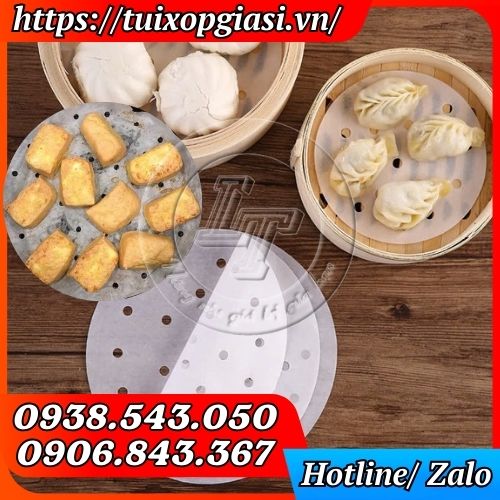 Giấy nến tròn đục lỗ lót nồi hấp nồi chiên