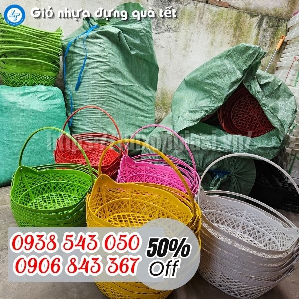 Giỏ nhựa gói quà tết sỉ lẻ tận xưởng