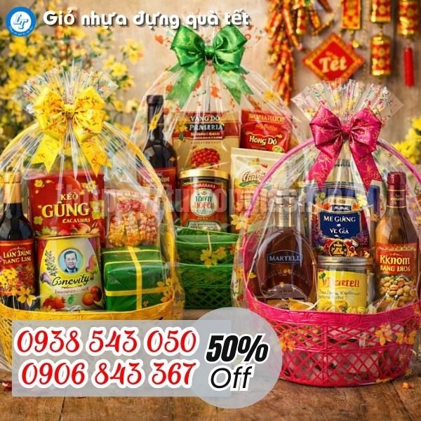 Giỏ nhựa gói quà tết