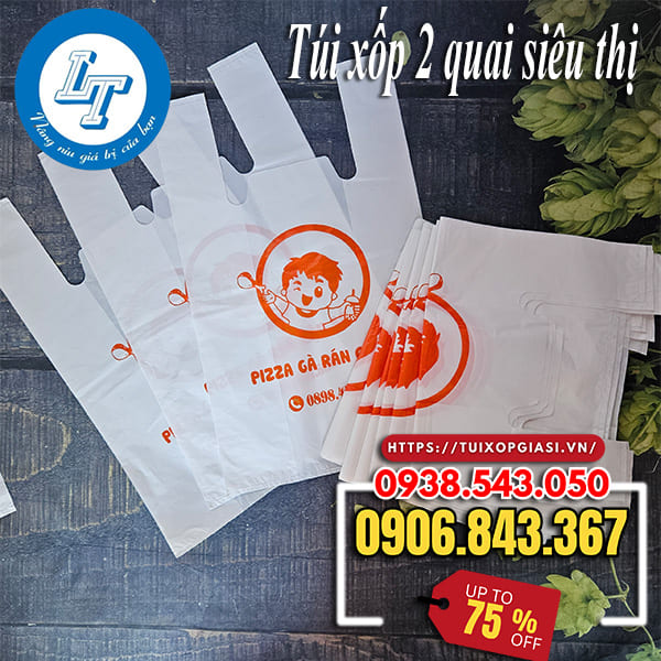 In túi xốp 2 quai siêu thị màu trắng sữa