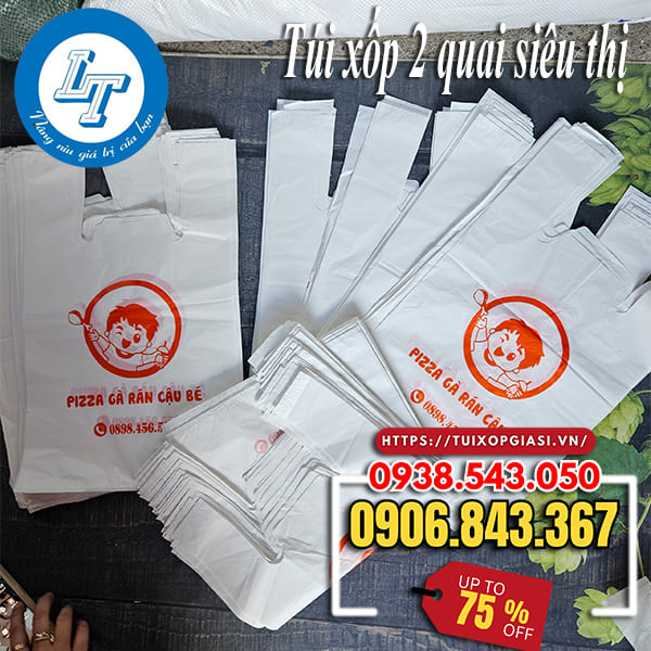 In túi xốp 2 quai siêu thị màu trắng sữa