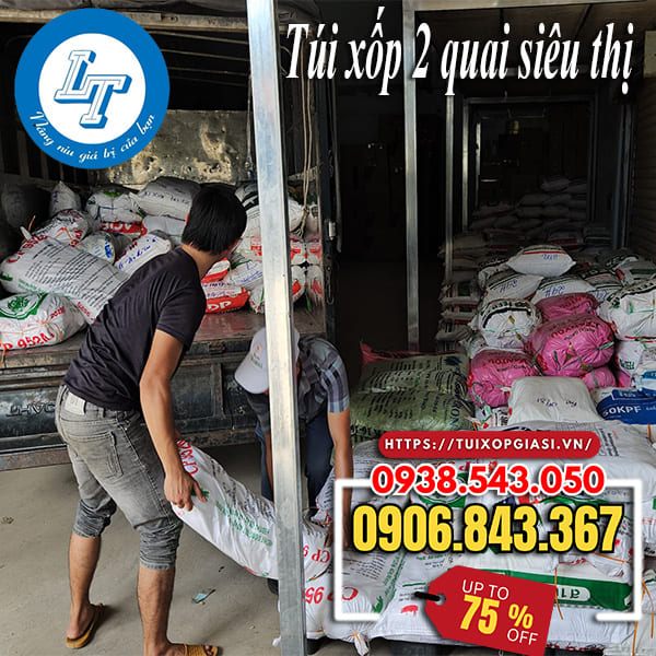 In túi xốp 2 quai siêu thị màu trắng sữa