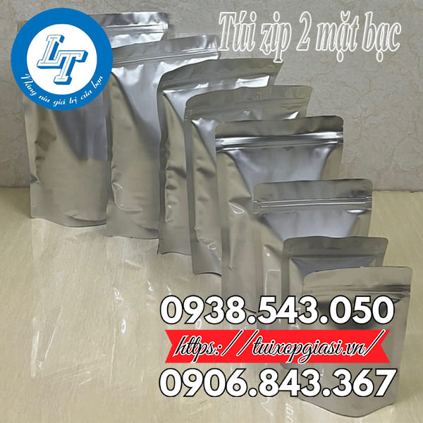 Kích cỡ túi zip 2 mặt bạc