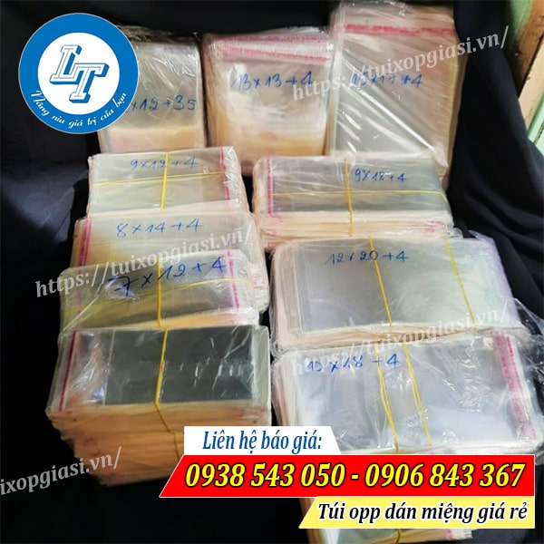 Kích thước phổ biến của túi opp dán miệng