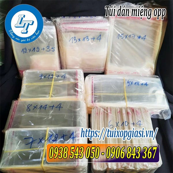 Kích thước túi dán miệng opp Kích thước túi dán miệng opp