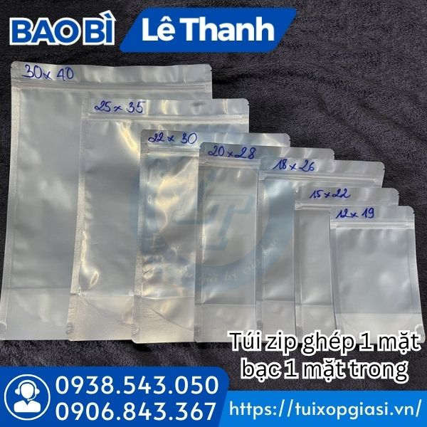 Kích thước túi zip 1 mặt bạc 1 mặt trong Kích thước túi zip 1 mặt bạc 1 mặt trong