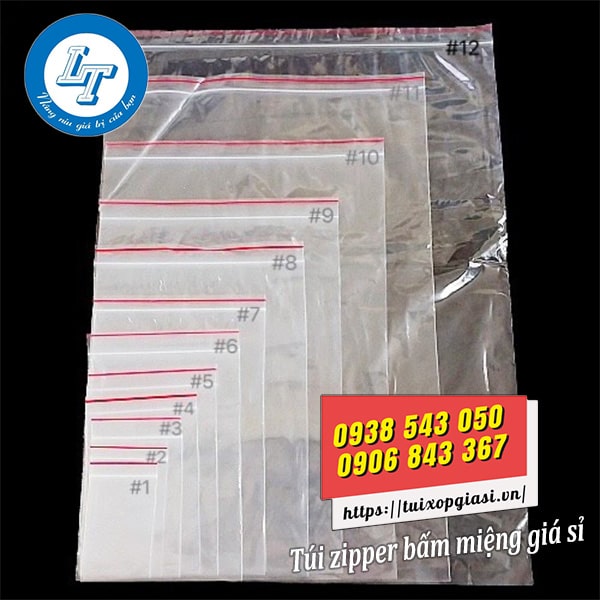 Kích thước túi zipper bấm miệng