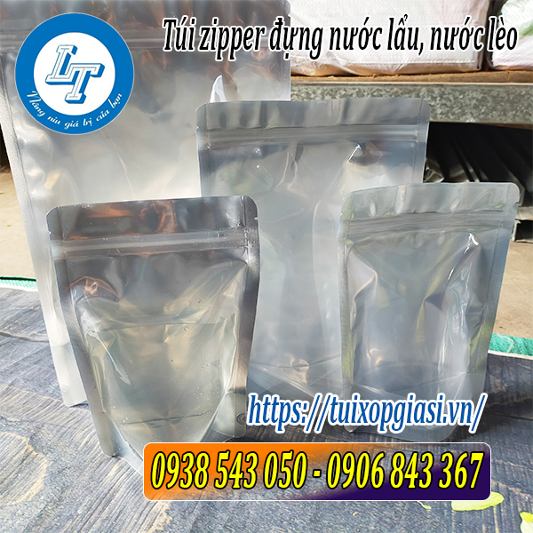 Kích thước túi zipper đựng nước lẩu, nước lèo