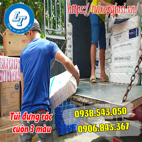 Lên túi đựng rác cuộn 3 màu