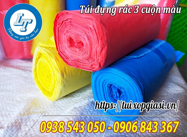 Lốc túi đựng rác 3 cuộn màu