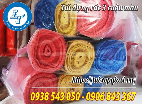 Lốc túi rác 3 cuộn màu giá rẻ