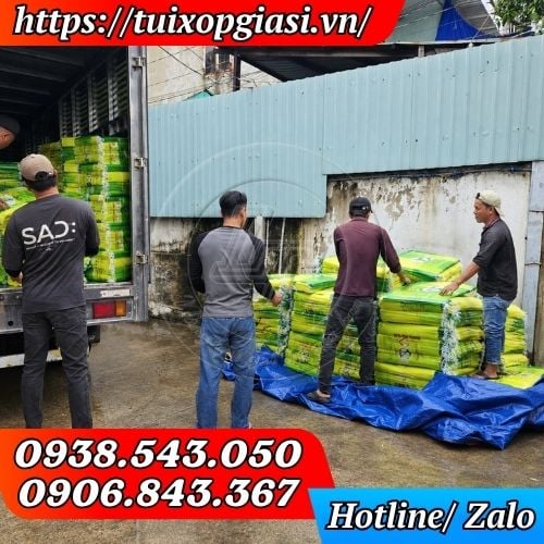 Lên hàng bao tải đựng gạo ST25 cho khách sỉ