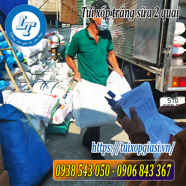 Nguồn sỉ túi xốp trắng sữa 2 quai tphcm