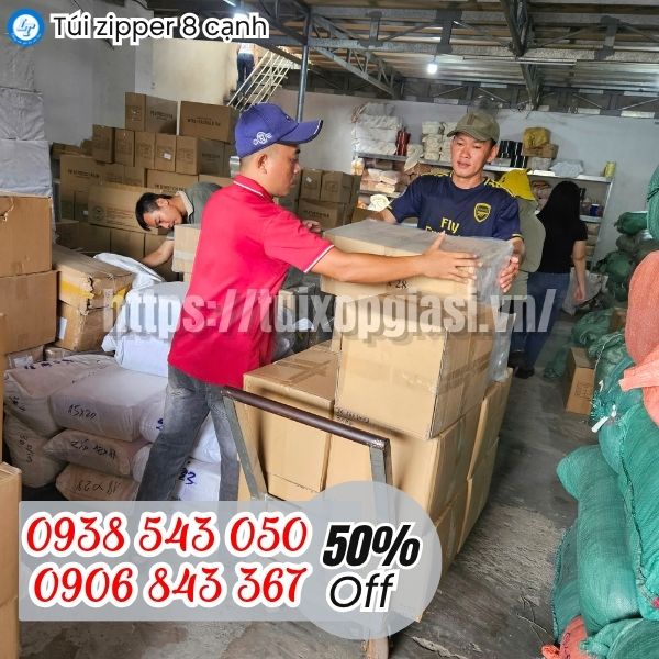 Lên túi zipper 8 cạnh màu cho khách