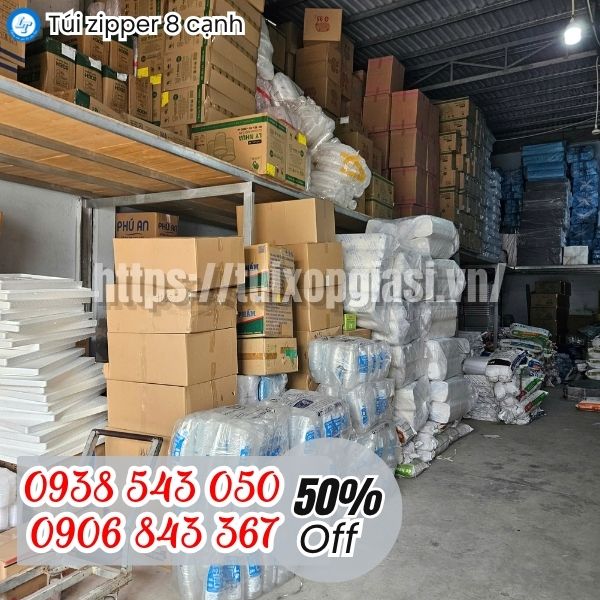 Kho túi zipper 8 cạnh màu