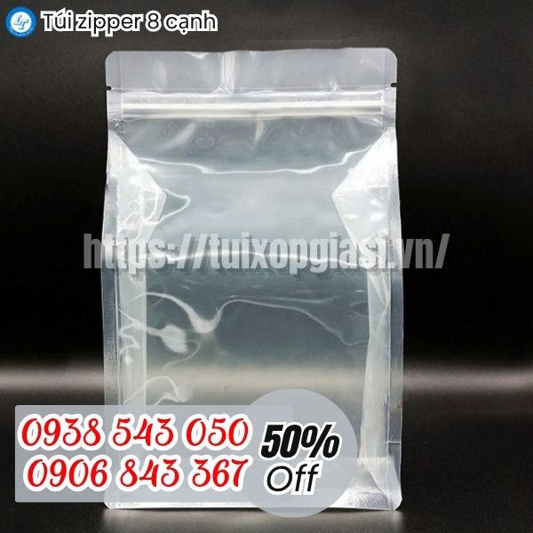Túi zipper 8 cạnh trong suốt
