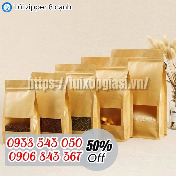 Túi zipper giấy 8 cạnh