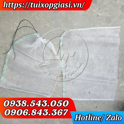 Túi lưới cước trắng bọc mít có dây rút