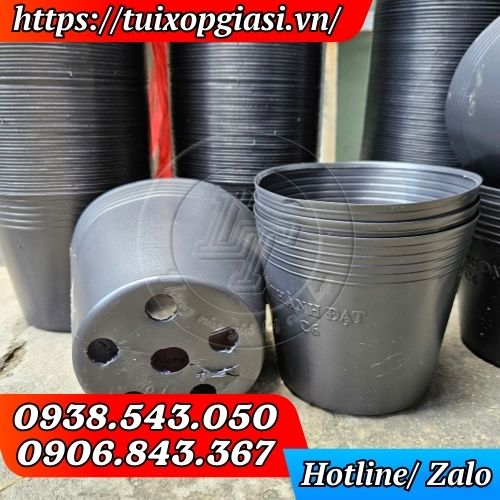 Chậu nhựa dẻo C6 màu đen