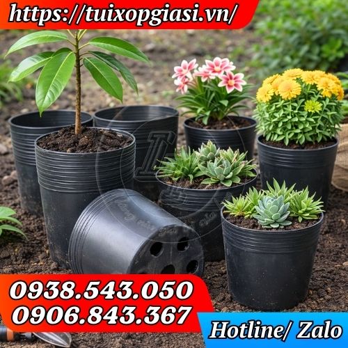 Chậu nhựa dẻo C6 màu đen