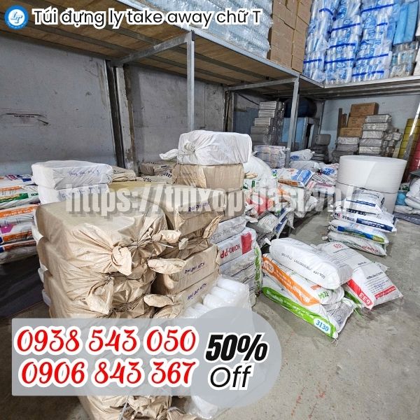 Sỉ túi đựng ly take away chữ T, giao hàng tận nơi