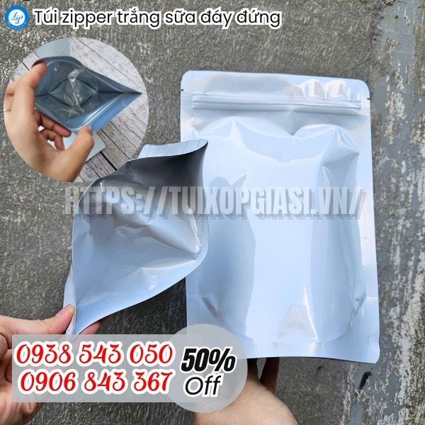 Túi zipper trắng sữa