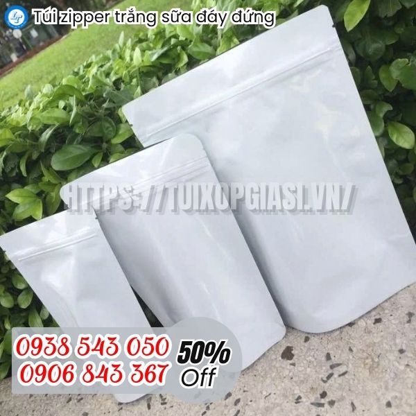Túi zipper trắng sữa đa dạng kích cỡ
