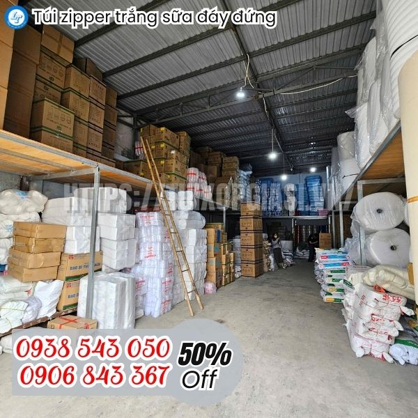 Kho túi zipper trắng sữa Lê Thanh