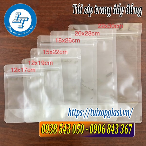 Size túi zip trong đáy đứng